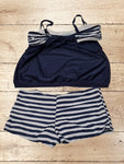 Women's Striped Two Piece Tankini Set Swimsuit Size L