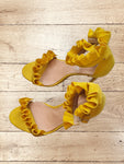 Ruffle High Heel Sandals Yellow Size EU 38 / UK 5