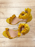 Ruffle High Heel Sandals Yellow Size EU 38 / UK 5