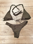 Women's Halter Push Up Triangle Bikini Set Bow Tie Size S