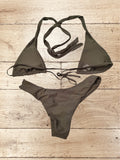 Women's Halter Push Up Triangle Bikini Set Bow Tie Size S