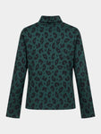 Women's Turtle Neck Phené Top 'Lolita Leopard Green Size S