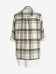 Long Plaid Overshirt Black– Beige-Green Size UK 10