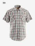 Men's Short Sleeve Check Cotton Shirts Size L