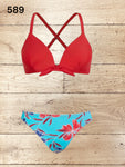 Women Leaf Print Knot Bikini Sets Swimsuit Size M
