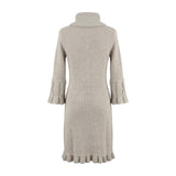 Women's Grey Lambswool & Angora Knitted Dress Pearl Sleeves