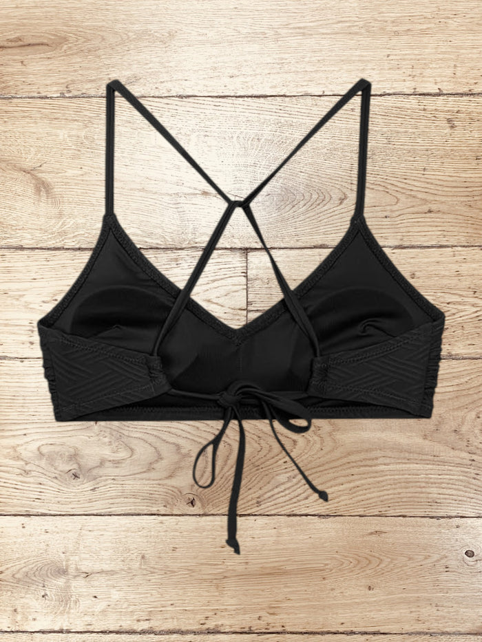 Women Bikini Top Criss Cross Spaghetti Straps Size M / UK 12 - 14