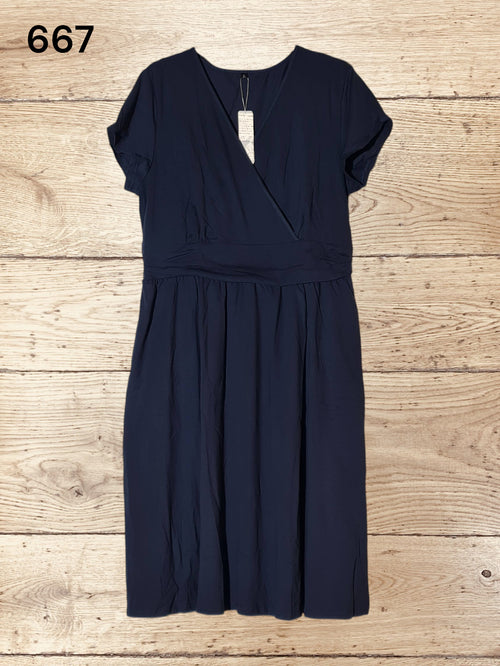 Womens Midi Dress Short Sleeve Wrap V-Neck Size XL