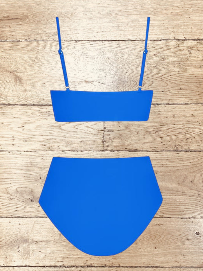 Women's Twist Front High Waisted Bikini Set V Neck Padded Size M