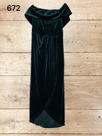 Womens Off Shoulder Wrap Slit Velvet Long Pencil Dress Size XL