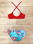 Women Leaf Print Knot Bikini Sets Swimsuit Size M