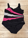 Women's One Piece Swimsuit Three Contrast Front Panel Size L