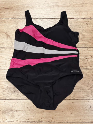 Women's One Piece Swimsuit Three Contrast Front Panel Size L