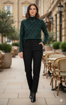 Women's Turtle Neck Phené Top 'Lolita Leopard Green Size S
