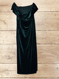 Womens Off Shoulder Wrap Slit Velvet Long Pencil Dress Size XL