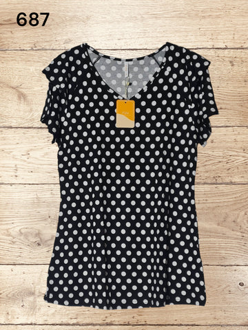 Women's Summer T-Shirt V Neck Ruffle Casual Short Sleeved Top Size 3XL