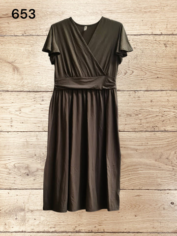 Women Wrap Dress Ruffle Short Sleeve V-Neck Size M /UK 12 - 14