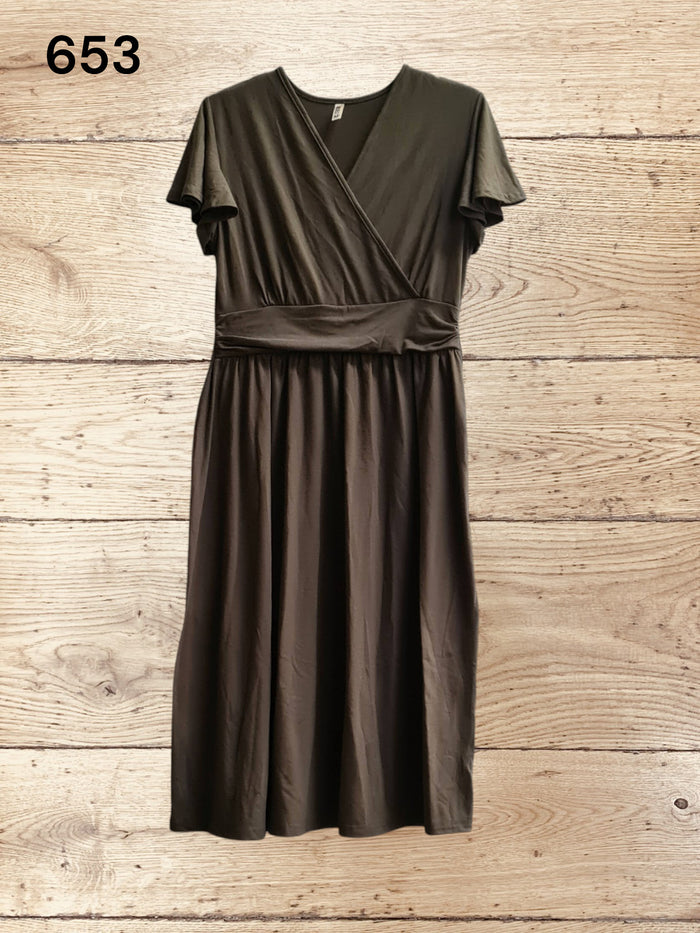 Women Wrap Dress Ruffle Short Sleeve V-Neck Size M /UK 12 - 14