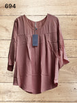 Womens Summer Chiffon Top Loose Pleated Blouse Shirt Size L