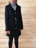 Women's Black Mid-Length Coat Size 6