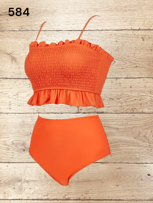 Women High Waisted Bikini Set  Bandeau Size L / UK 14 - 16