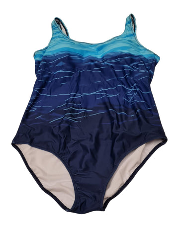 Womens Blue X Back One Piece Swimsuit Size L