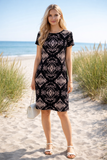 Black and Beige Paisley Bodycon Dress Size 8
