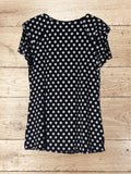 Women's Summer T-Shirt V Neck Ruffle Casual Short Sleeved Top Size M
