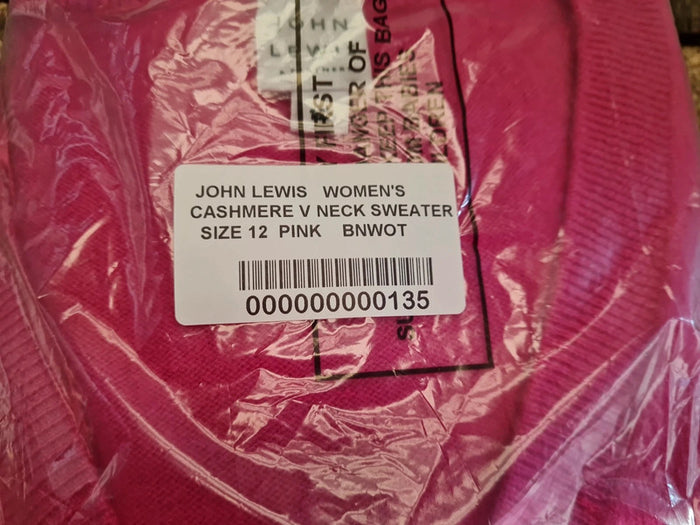 Women's V Neck Pink Jumpers Size 12