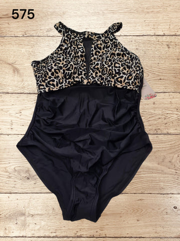 Leopard Print Tummy Control One Piece Swimsuit Size S