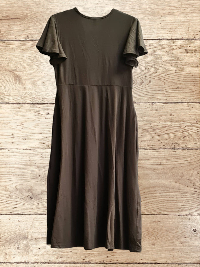Women Wrap Dress Ruffle Short Sleeve V-Neck Size M /UK 12 - 14