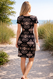 Black and Beige Paisley Bodycon Dress Size 8