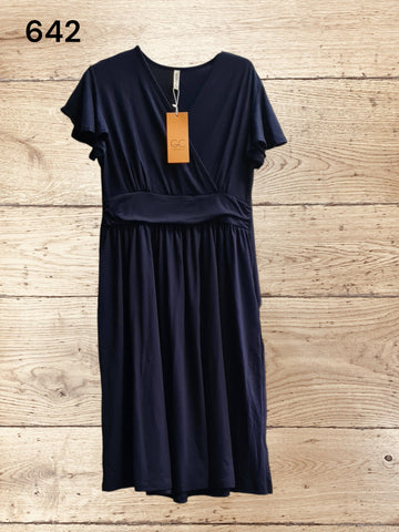 Women Wrap Dress Ruffle Short Sleeve V-Neck Size L /UK 16 - 18