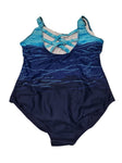 Womens Blue X Back One Piece Swimsuit Size L