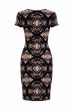 Black and Beige Paisley Bodycon Dress Size 8