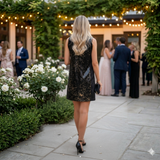 Black & Gold Sequin Cocktail Dress Size UK 8