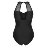 Black One Piece Mesh Swimsuit XL
