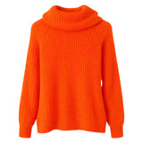 Orange Neon Chunky Knit Roll Neck Sweater 10