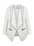 Women's White Jacket with Black Trim Open Front Size 10
