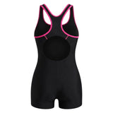 Boyleg One Piece Swimsuit Black Pink 14