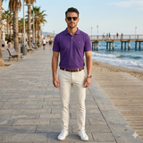 Men's Short Sleeve Polo Shirt Purple XL