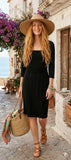 Women's Black Ruched Midi Dress Size 10