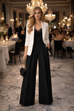 Women's Black Wide-Leg Wool Trousers UK 14