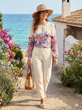 Women's Floral Keyhole Blouse Size 8