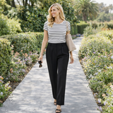 Black Virgin Wool Pleated Carrot Trousers UK 10