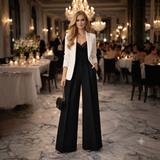 Women's Black Wide-Leg Wool Trousers UK 14