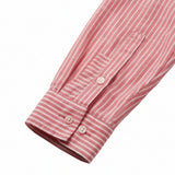 Women's Long Sleeve Striped Linen Shirt White / Apricot 10