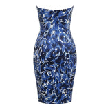 Women's Blue Floral Strapless Dress Size 14