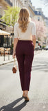 Burgundy Virgin Wool Flare Trousers Size 12