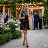 Black & Gold Sequin Cocktail Dress Size UK 8